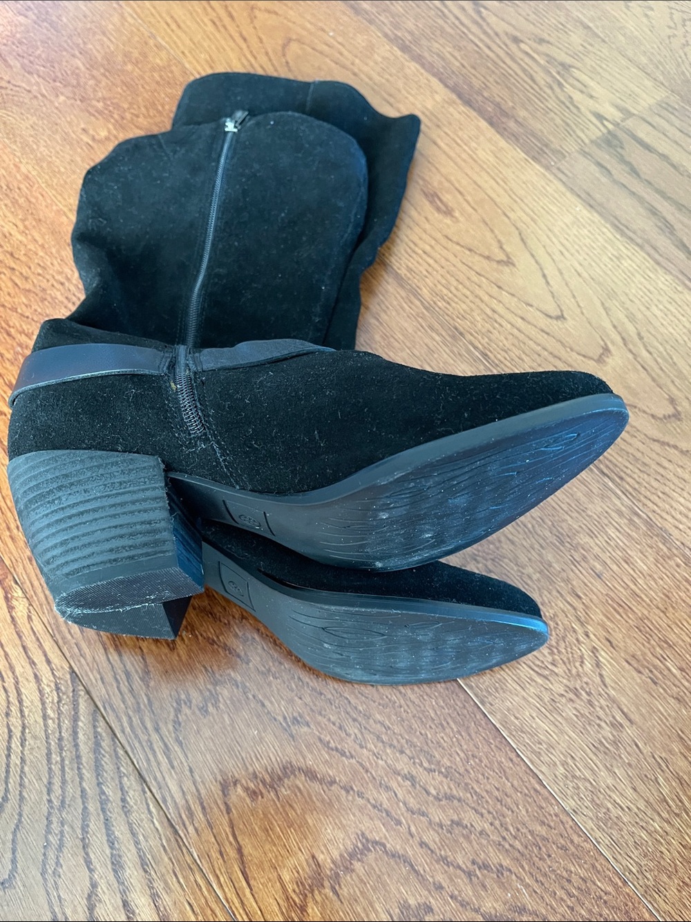 American Rag Black Suede Ankle Booties with Block Heel